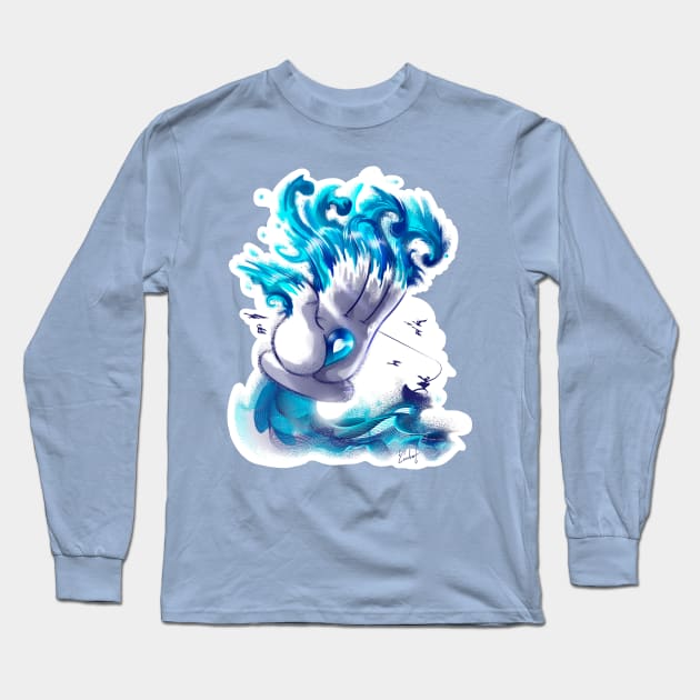Blue cartoon hands modern and unique 6 Long Sleeve T-Shirt by Cocobot